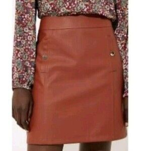 Loft Faux Leather‎ Mini Skirt Brown Rust Size 4P